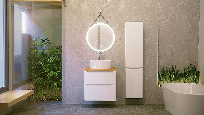 Приобрести jorno зеркало wood 50 см, с подсветкой, датчик движения, кожа