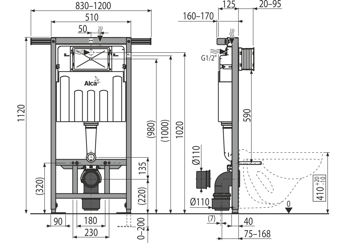 Приобрести инсталляция для подвесного унитаза alcaplast am102/1120 jádroмodul