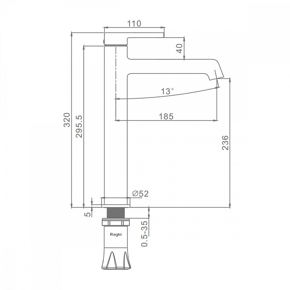 Приобрести raglo высокий смеситель для раковины, медь r20.15.33
