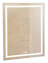 Continent Зеркало с подсветкой Verte 60х80 см, бесконтактный включатель, часы, белое