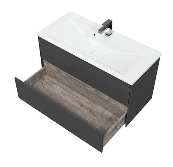Приобрести sole тумба подвесная ultra 100 см с раковиной premier 100, серая матовая ут000068499