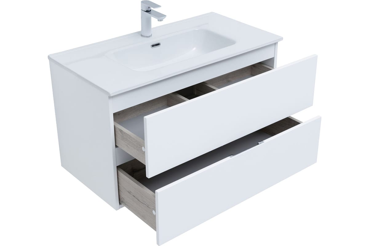 Приобрести aquanet тумба с раковиной алвита new 90 см, 2 ящика, белая матовая