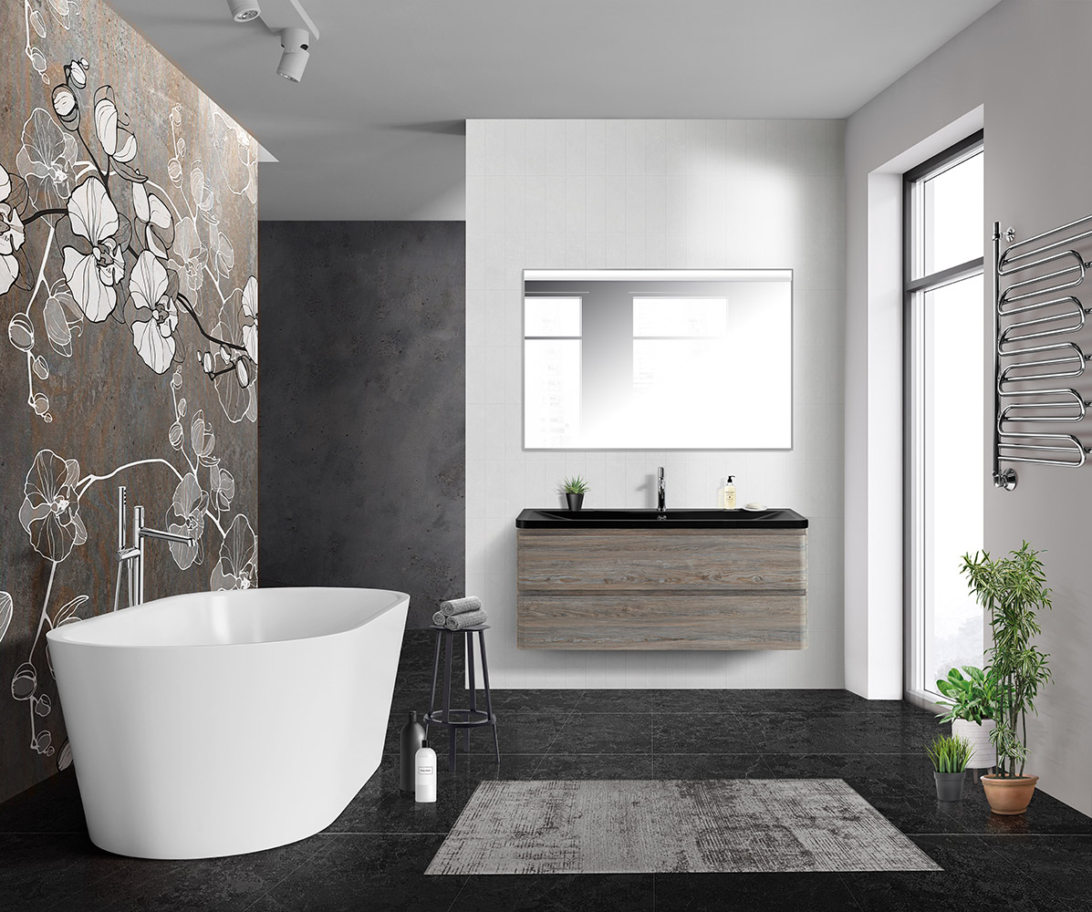 Приобрести belbagno тумба с раковиной albano 120 см, подвесная pino scania, чёрная раковина