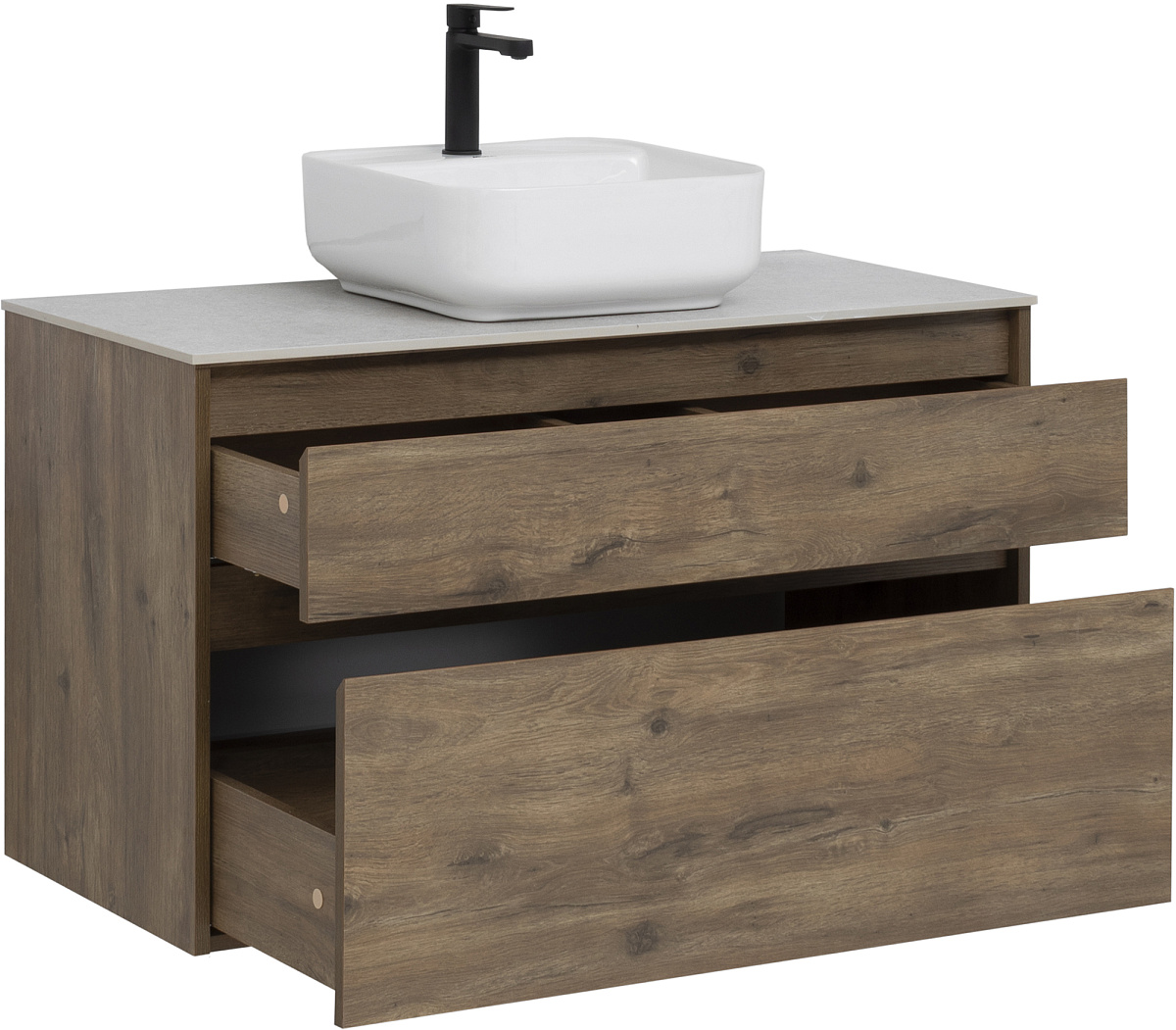 Приобрести aquanet тумба со столешницей nova lite 100 см, дуб рустикальный (2 ящика)