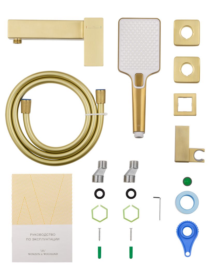 Приобрести смеситель для душа wonzon & woghand cube 2.0, брашированное золото (ww-88048068-bg)