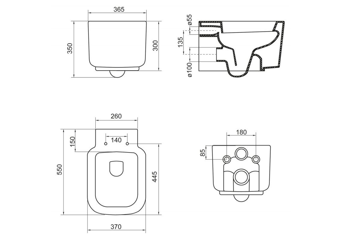 Приобрести унитаз подвесной безободковый belbagno vaso bb127ch