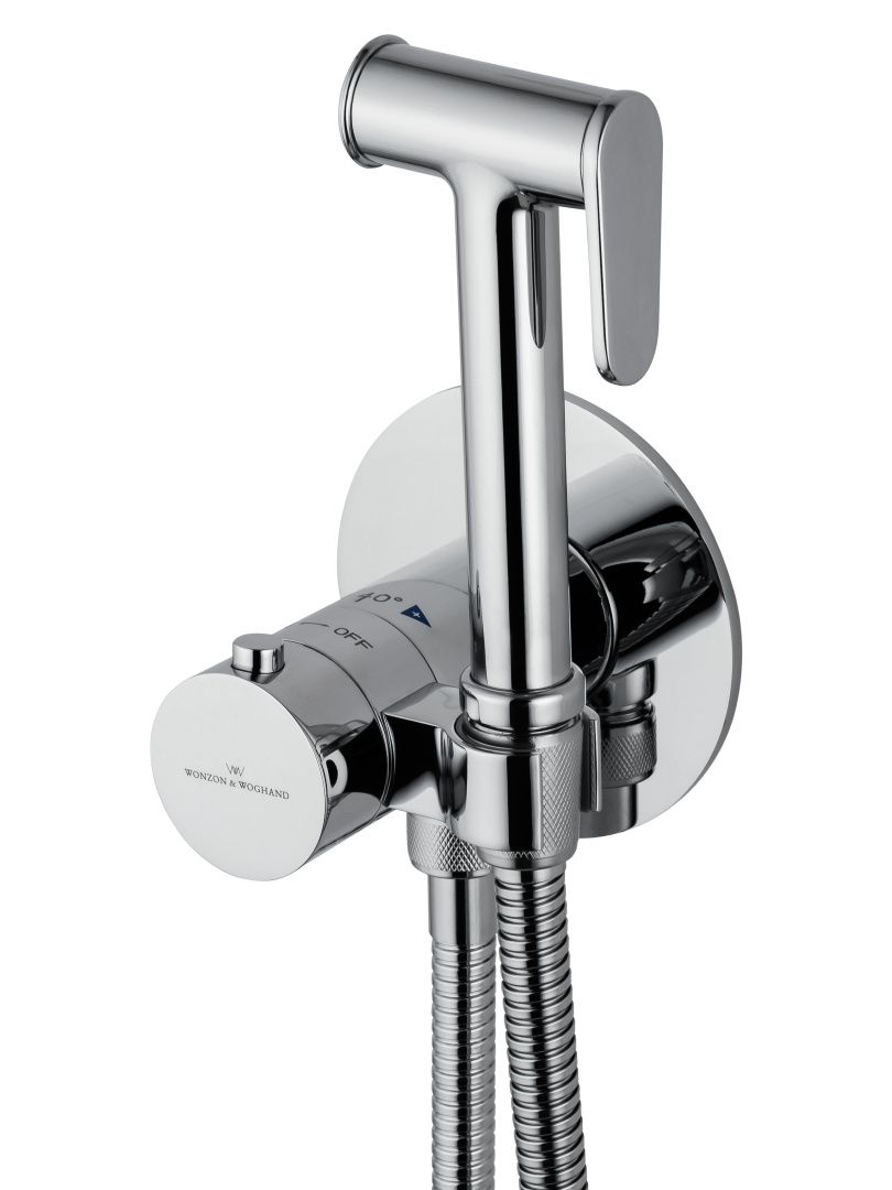 Приобрести смеситель с гигиеническим душем и термостатом встраиваемый wonzon & woghand, хром (ww-88829909-cr)
