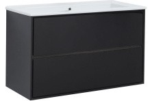 Aquanet Тумба с раковиной Милан 105 см, см, черный глянец