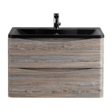 BelBagno Тумба с раковиной ACQUA 80 см, подвесная Pino Scania, чёрная раковина