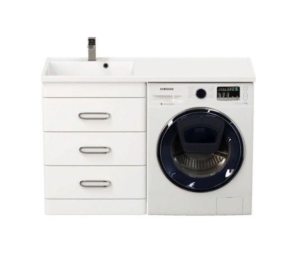 Приобрести mirsant тумба напольная fuji 120 см с раковиной столешницей fly 2 120 см под стиральную машину, левая ут000077620