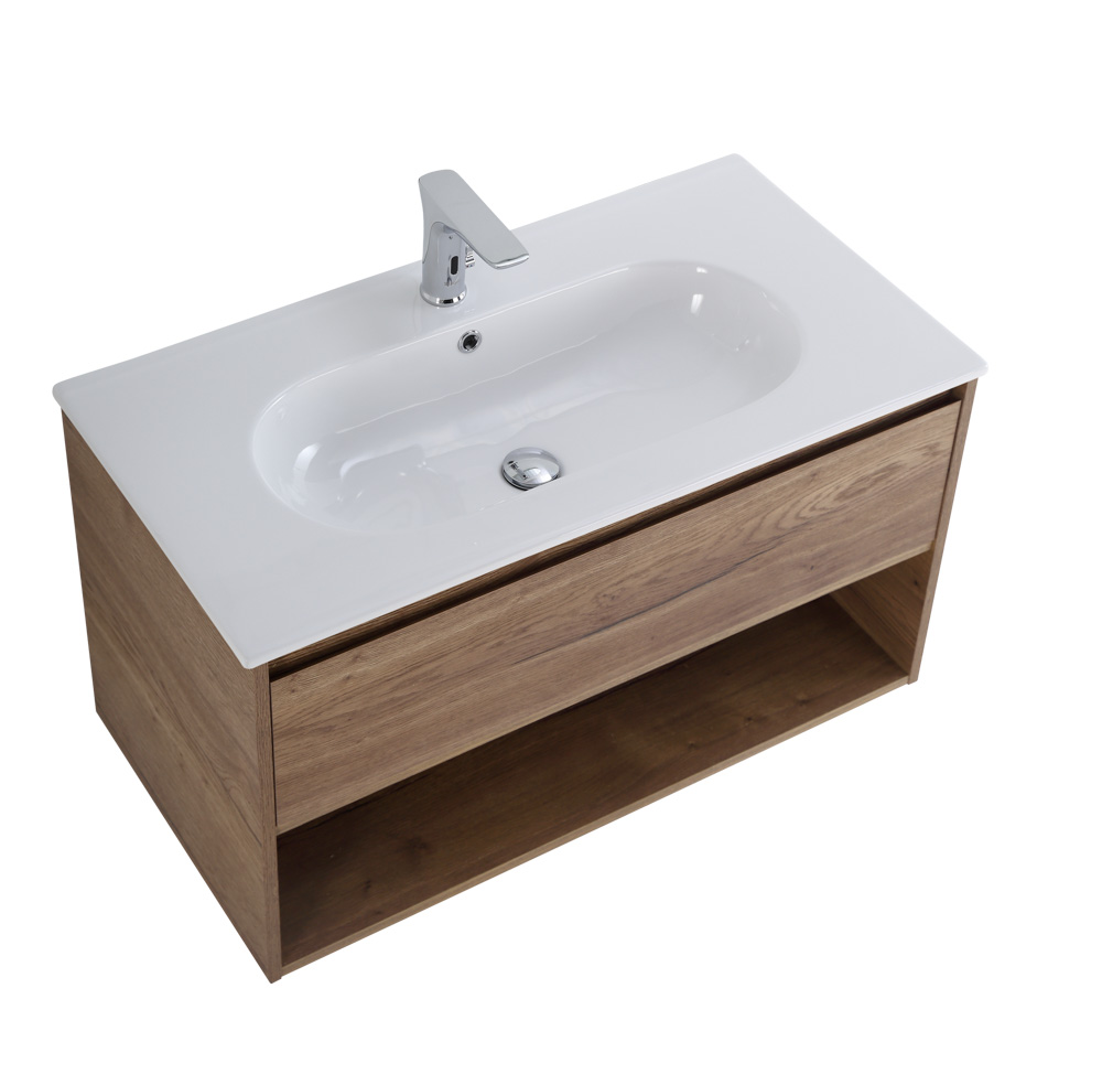 Приобрести belbagno тумба c раковиной kraft 80 см, с одним ящиком и полкой, подвесная rovere tabacco, белая раковина