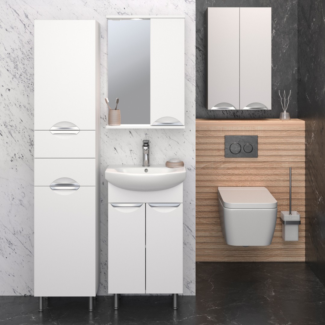 Приобрести aqua de marco зеркало-шкаф eleganse 50 см, правое, белый\хром 1050cele/r