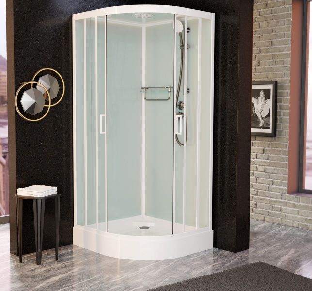 Приобрести frank душевая кабина f408 white, низкий поддон, полукруглая