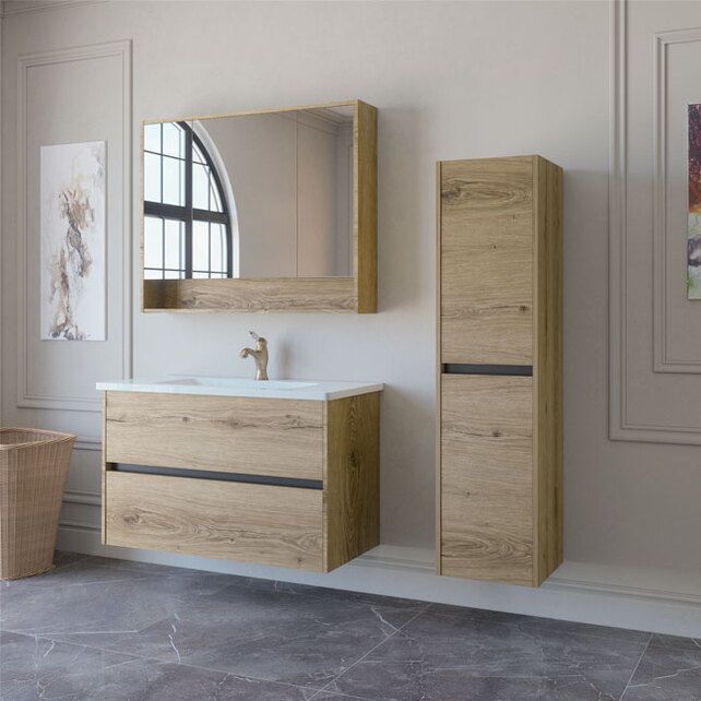 Приобрести caprigo тумба с раковиной seattle 85 см, дуб эльвезия, экошпон