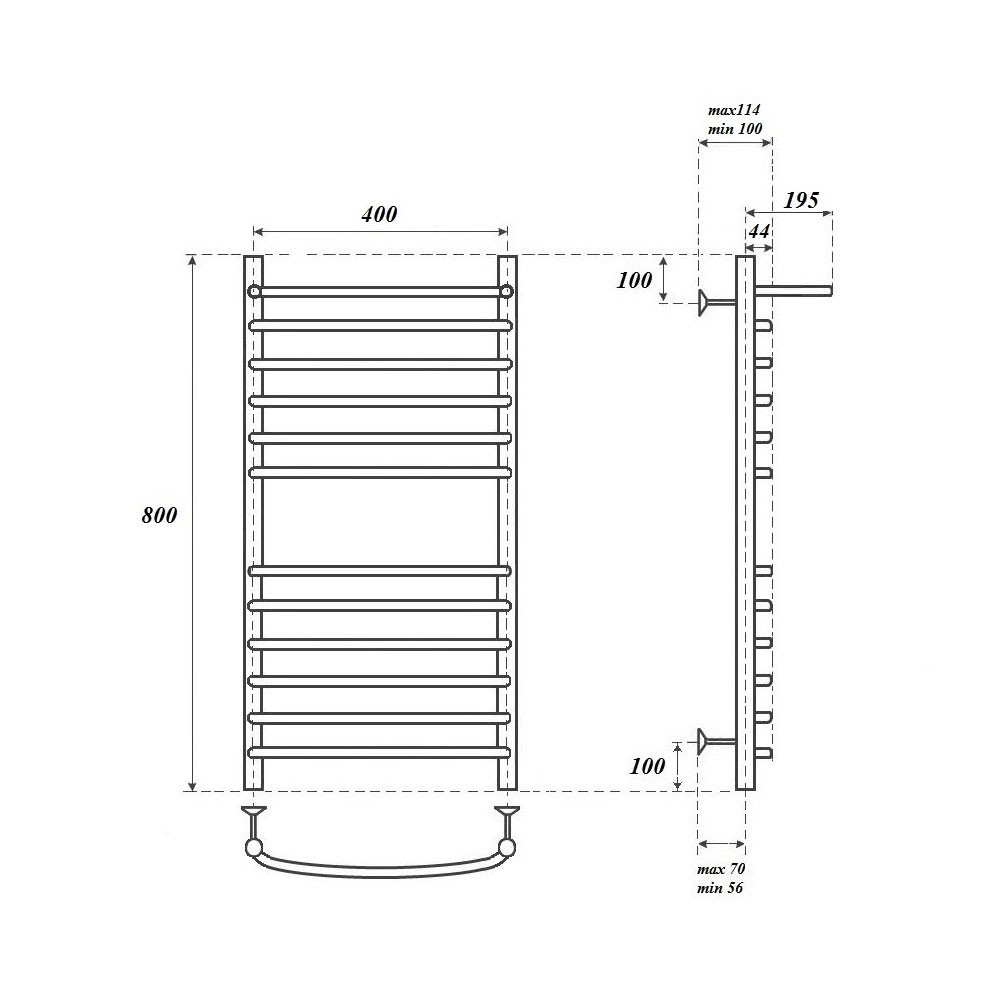 Приобрести полотенцесушитель водяной point 400х800 альфа п11 с полкой, хром pn05148sp