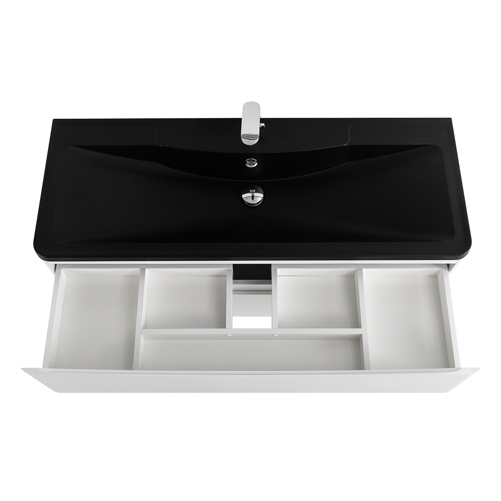 Приобрести belbagno тумба с раковиной acqua 120 см, подвесная bianco lucido, чёрная раковина