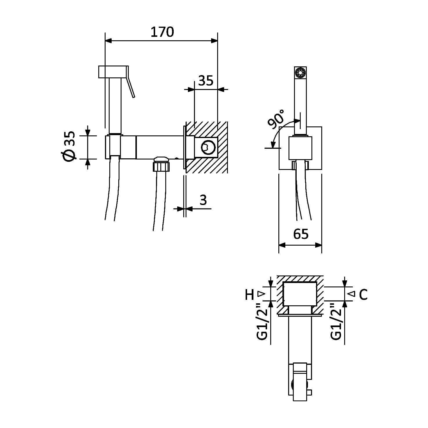 Приобрести cezares смеситель с гигиеническим душемporta-dif-01