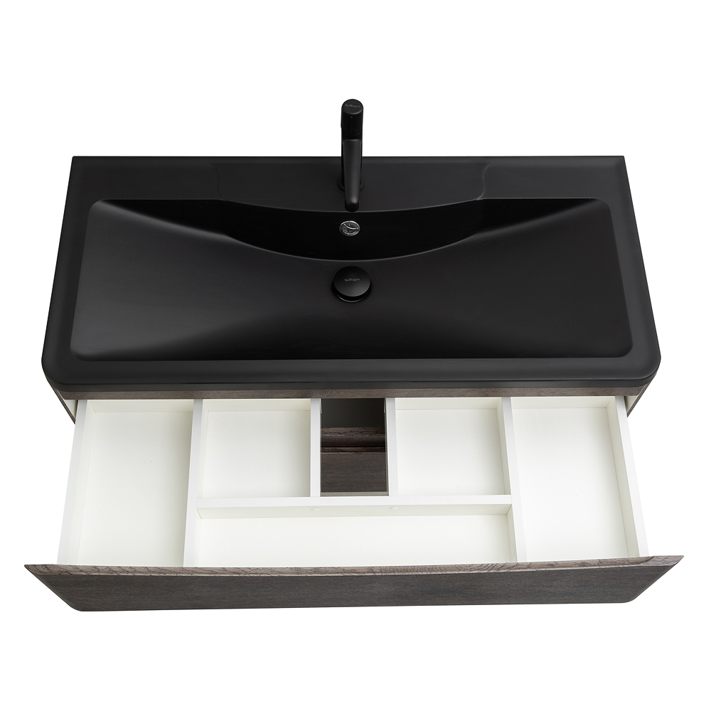 Приобрести belbagno тумба с раковиной acqua 100 см, подвесная rovere nature grigio, чёрная раковина