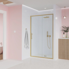 Veconi Душевая дверь Evo 120x195 см, брашированное Золото, прозрачное E1-G-120-01-C9