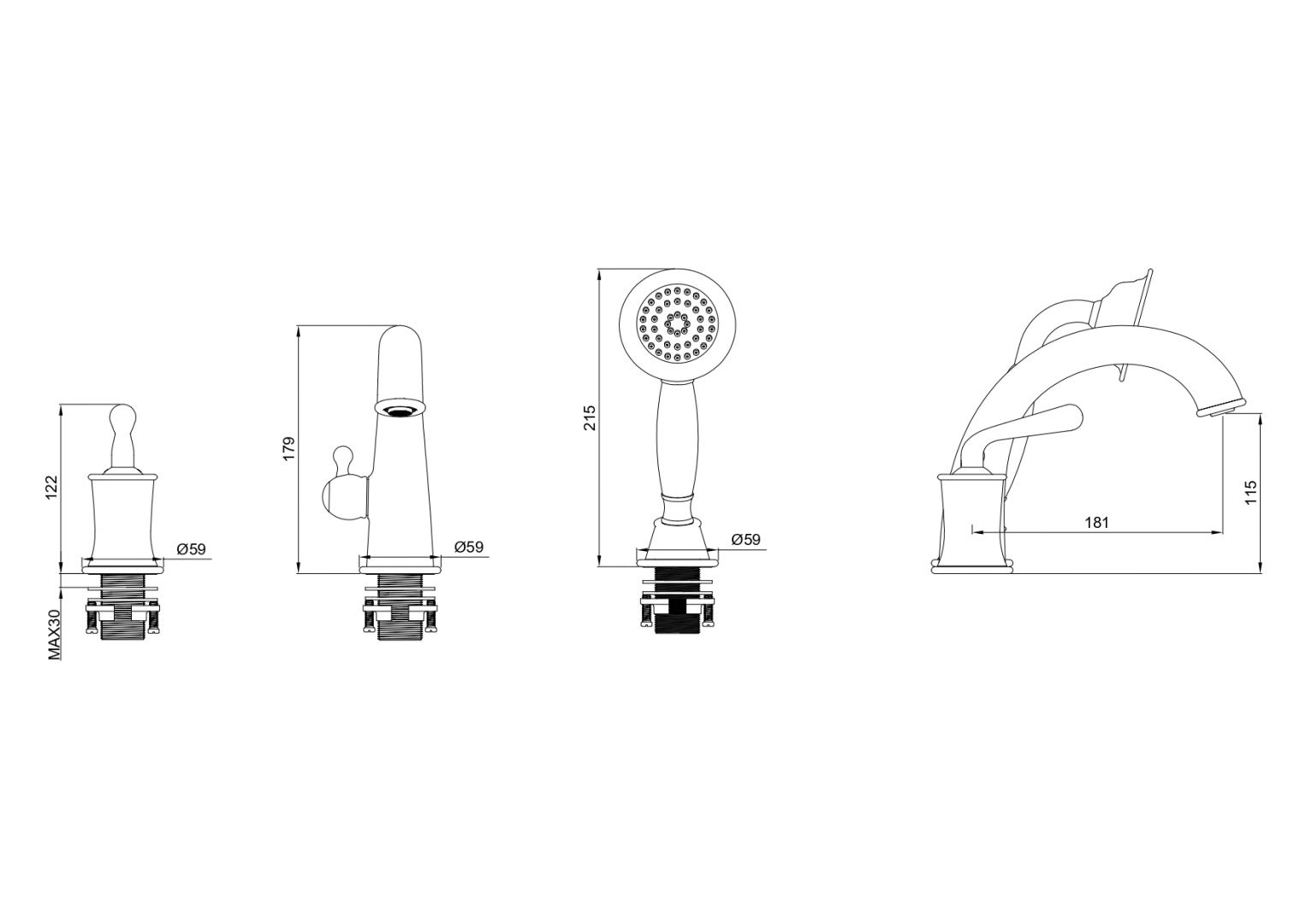 Приобрести смеситель на борт ванны wonzon & woghand steam, хром (ww-88659008-cr)
