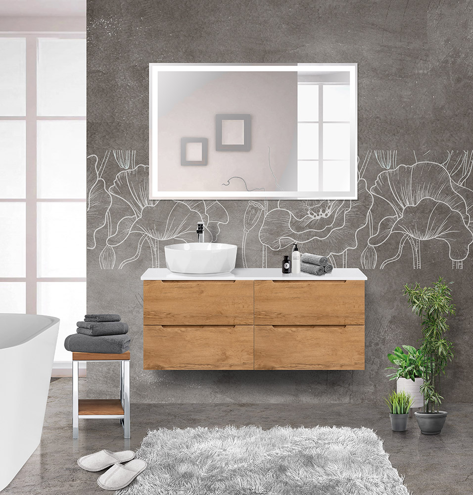 Приобрести belbagno тумба со столешницей etna 120 см, подвесная rovere nature, раковина слева