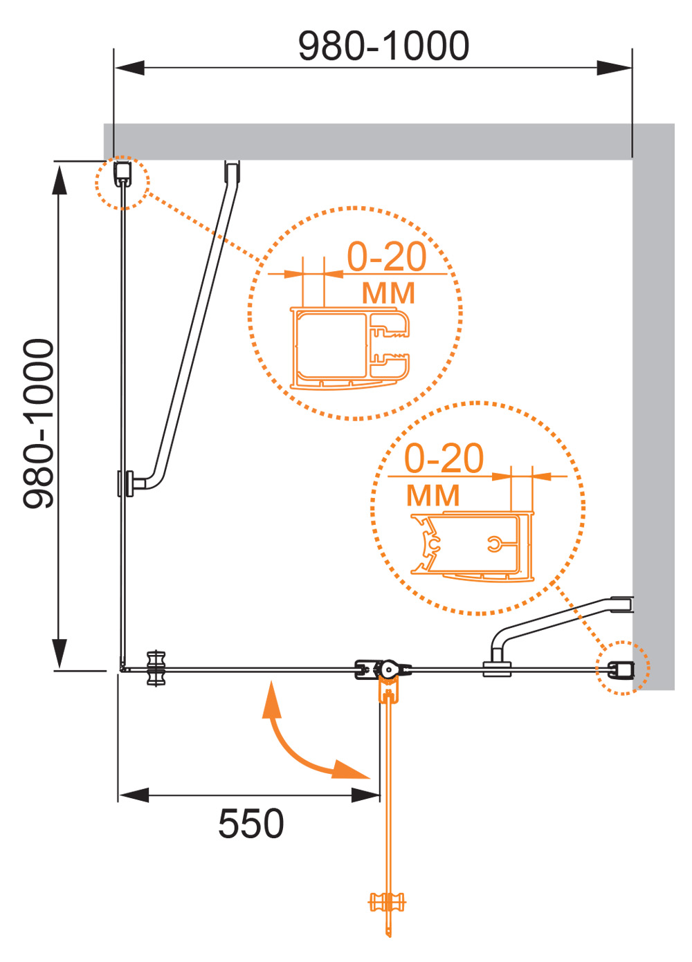 Приобрести cezares душевое ограждение elena 100х100 см, хром elena-w-a-12-100-p-cr-l