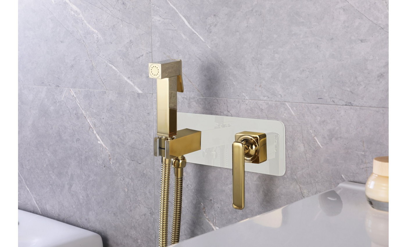Приобрести lemark смеситель mista с гигиеническим душем, скрытый монтаж, белый\золото lm6419wg