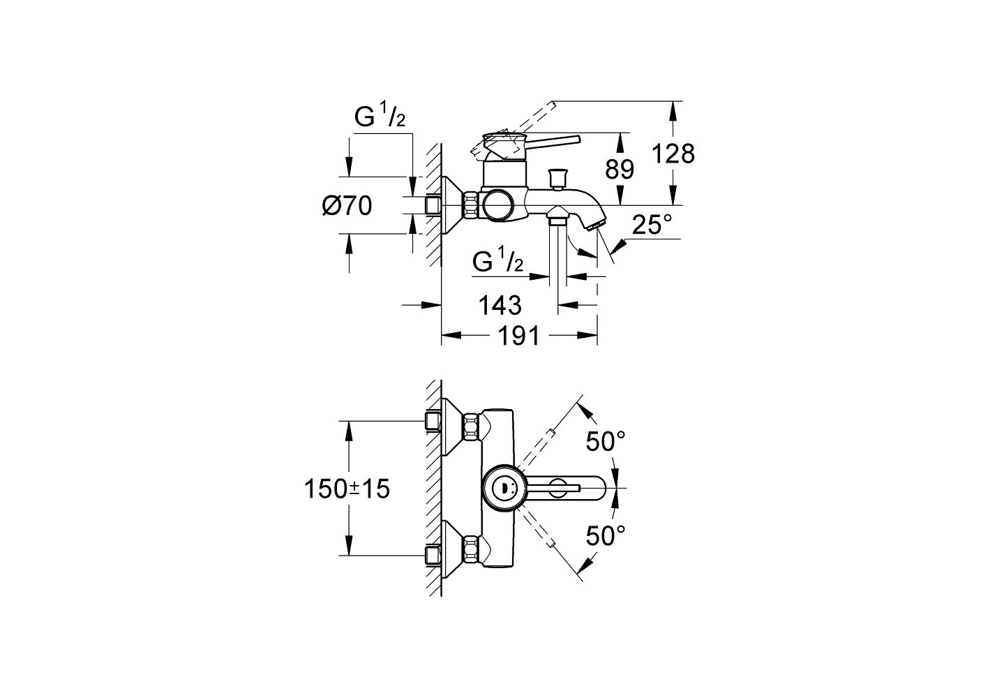 Приобрести смеситель для ванны grohe bauclassic 32865000
