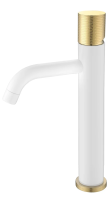 Boheme Смеситель для раковины Stick, высокий, белый\золото 122-WG.2