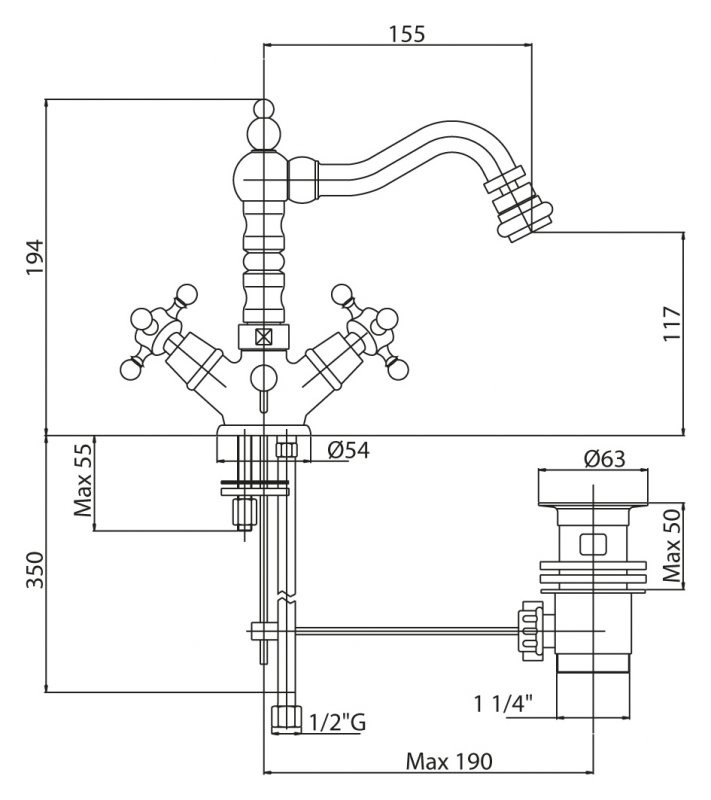 Приобрести cezares смеситель для биде lord, c донным клапаном, золото lord-bs2-03/24