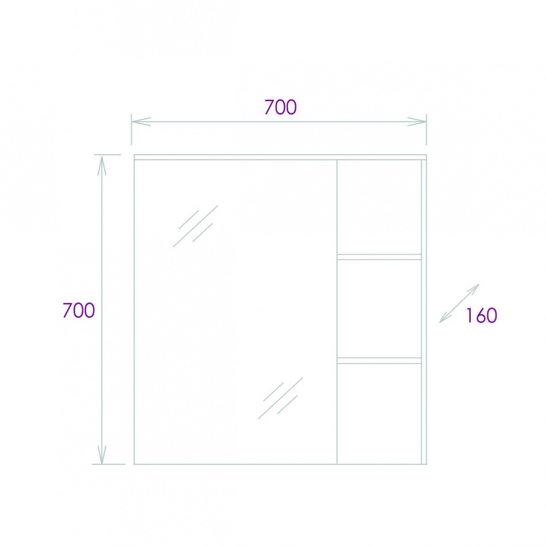 Приобрести onika зеркало шкаф легран 70х70см, 207036