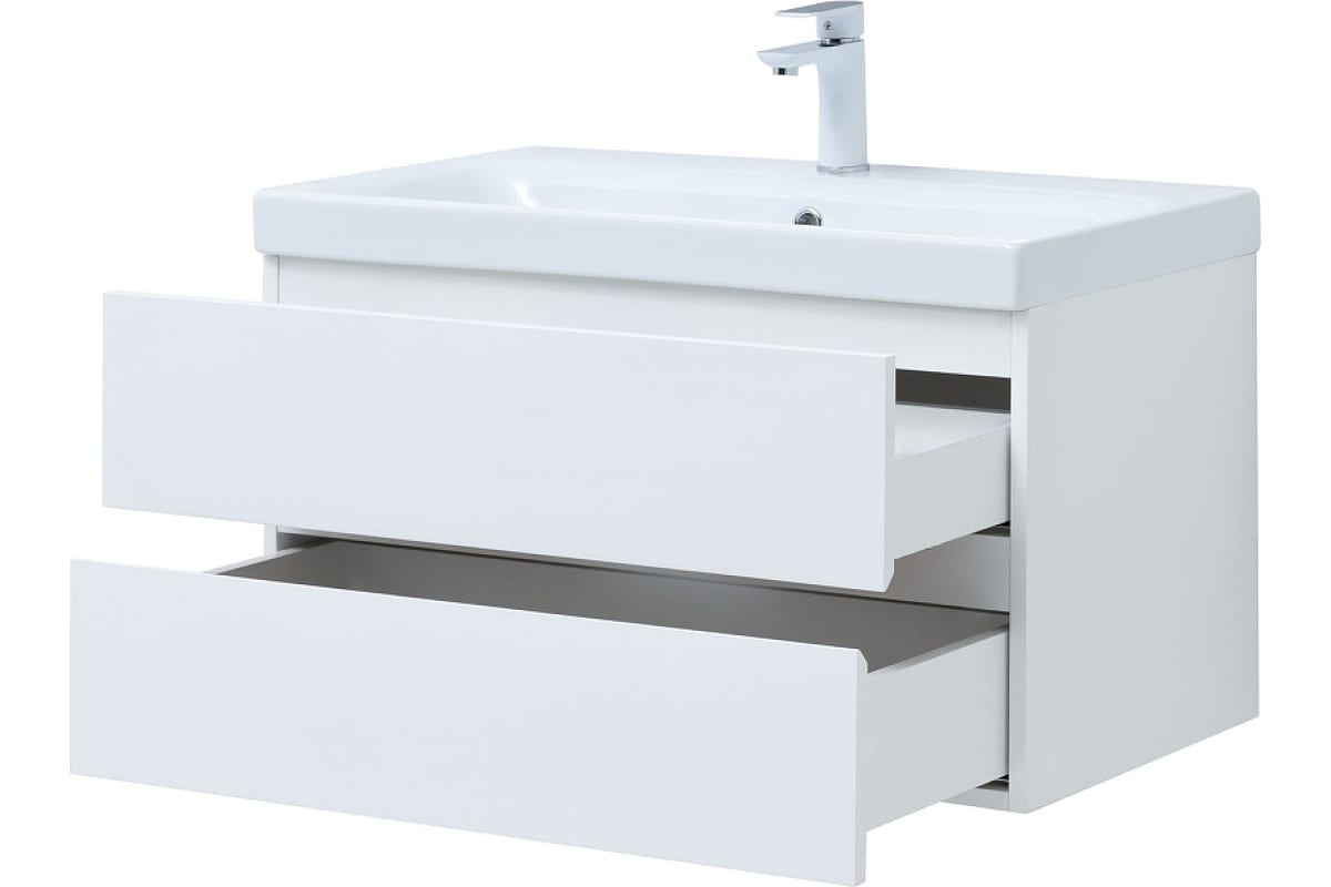 Приобрести aquanet тумба с раковиной беркли 80 см, белая глянец (2 ящика)