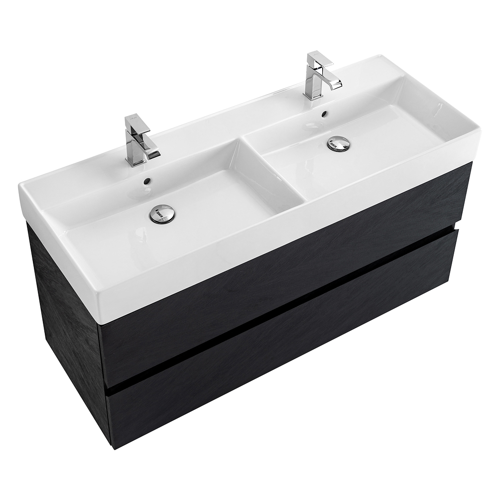 Приобрести cezares тумба подвесная с раковиной molveno 46 120 см nero, черная molveno 46-120-2c-so-2-nc