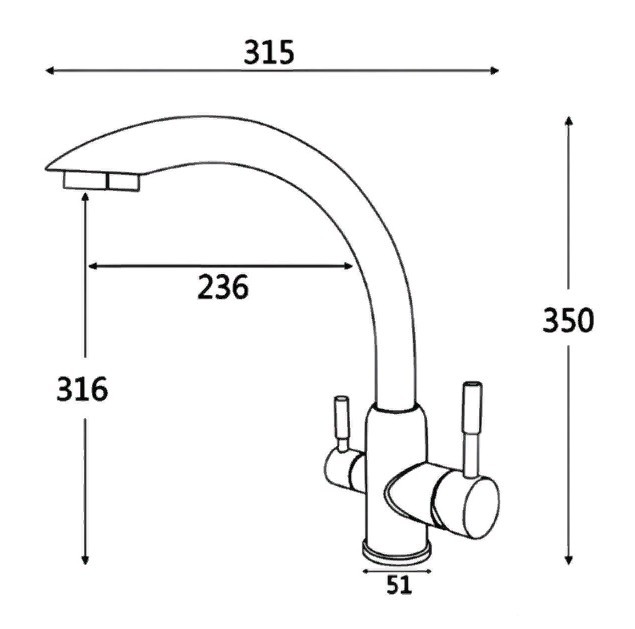 Приобрести смеситель для кухни vieir kitchen 350 мм, с подключением к фильтру, бронза v15024(d)