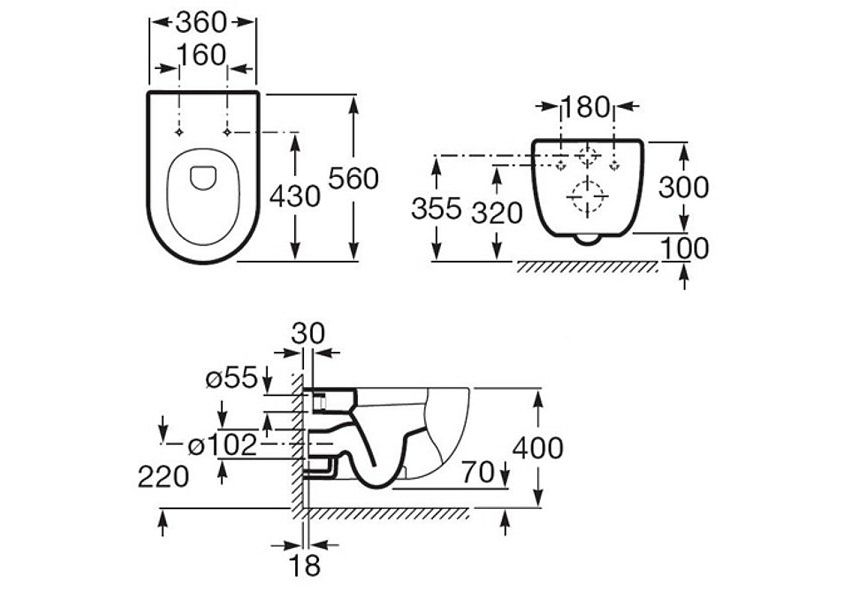 Приобрести унитаз подвесной roca meridian 56, 7.3462.4.700.0