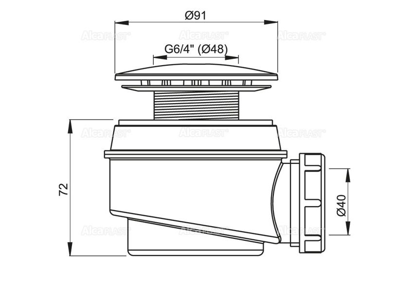 Приобрести сифон для душевого поддона alcaplast a47cr ø60