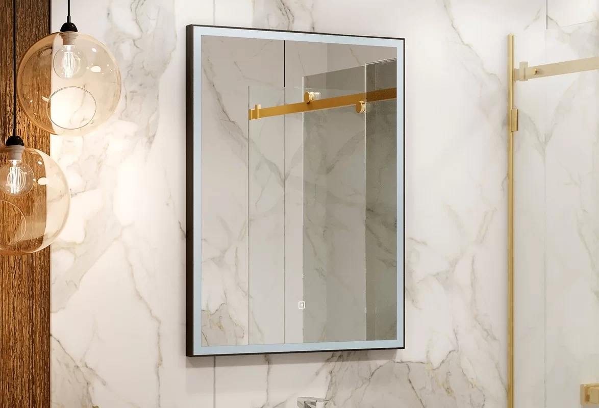 Приобрести continent зеркало с подсветкой frame black 60х80 см, черное