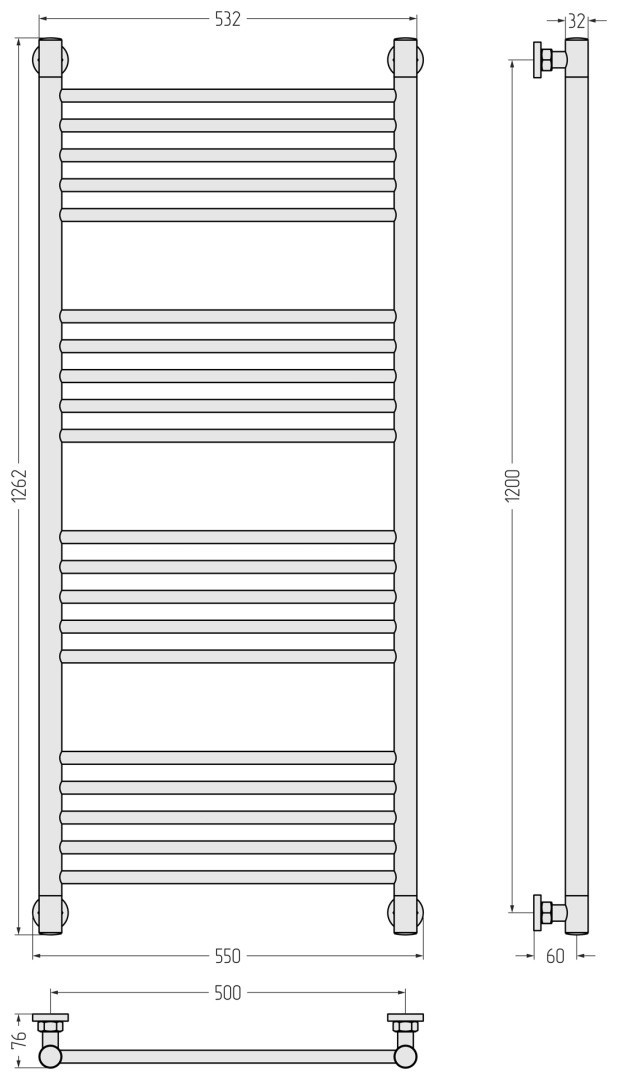 Приобрести сунержа полотенцесушитель водяной богема п20 500х1200 мм , черный матовый 31-0220-1250