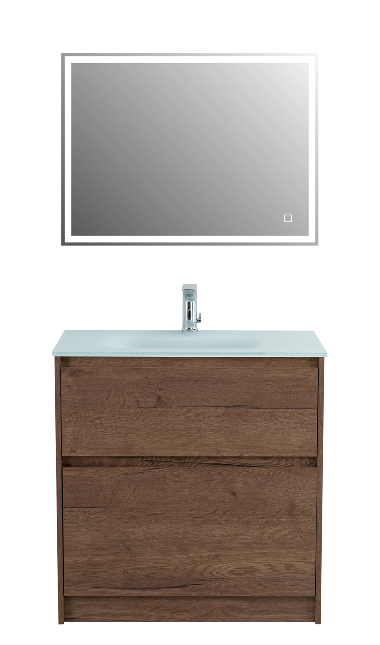 Приобрести belbagno тумба с раковиной kraft 80 см, напольнаяная rovere tabacco, стеклянная матовая раковина