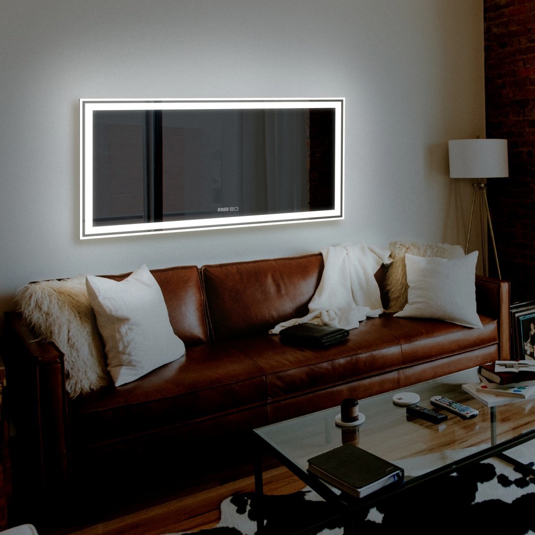 Приобрести azario зеркало лира 120х60 см, белый, с подсветкой, сенсорный выключатель, часы, подогрев led-00002335