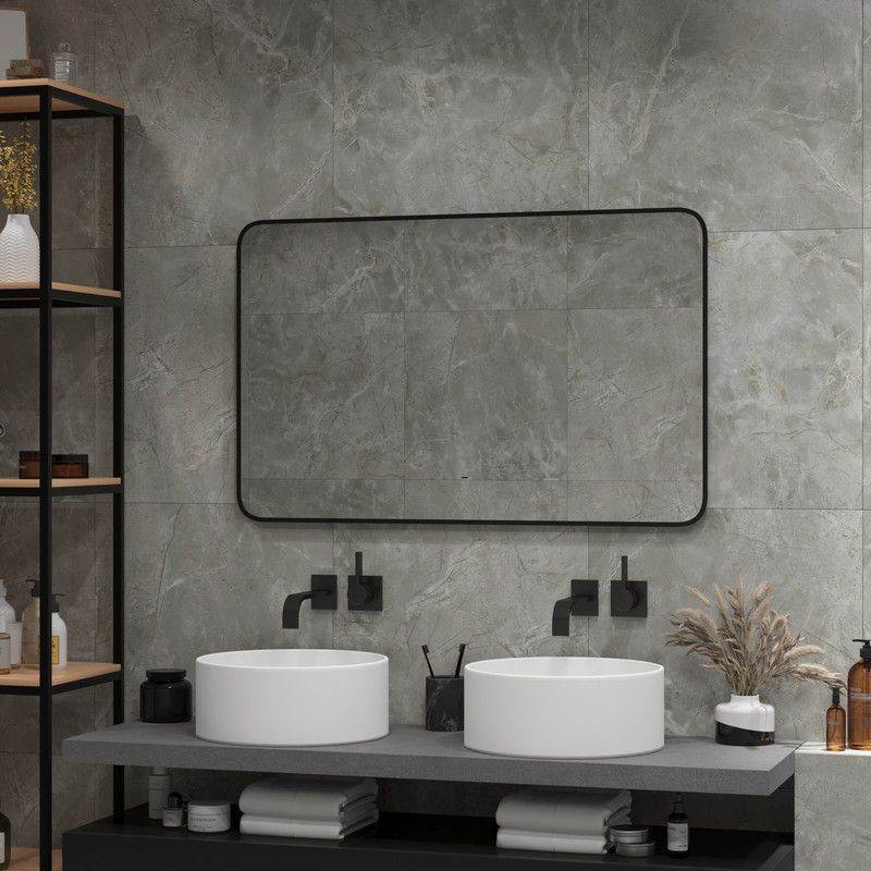 Приобрести continent зеркало с подсветкой torry 100х80 см, бесконтактный включатель, черное