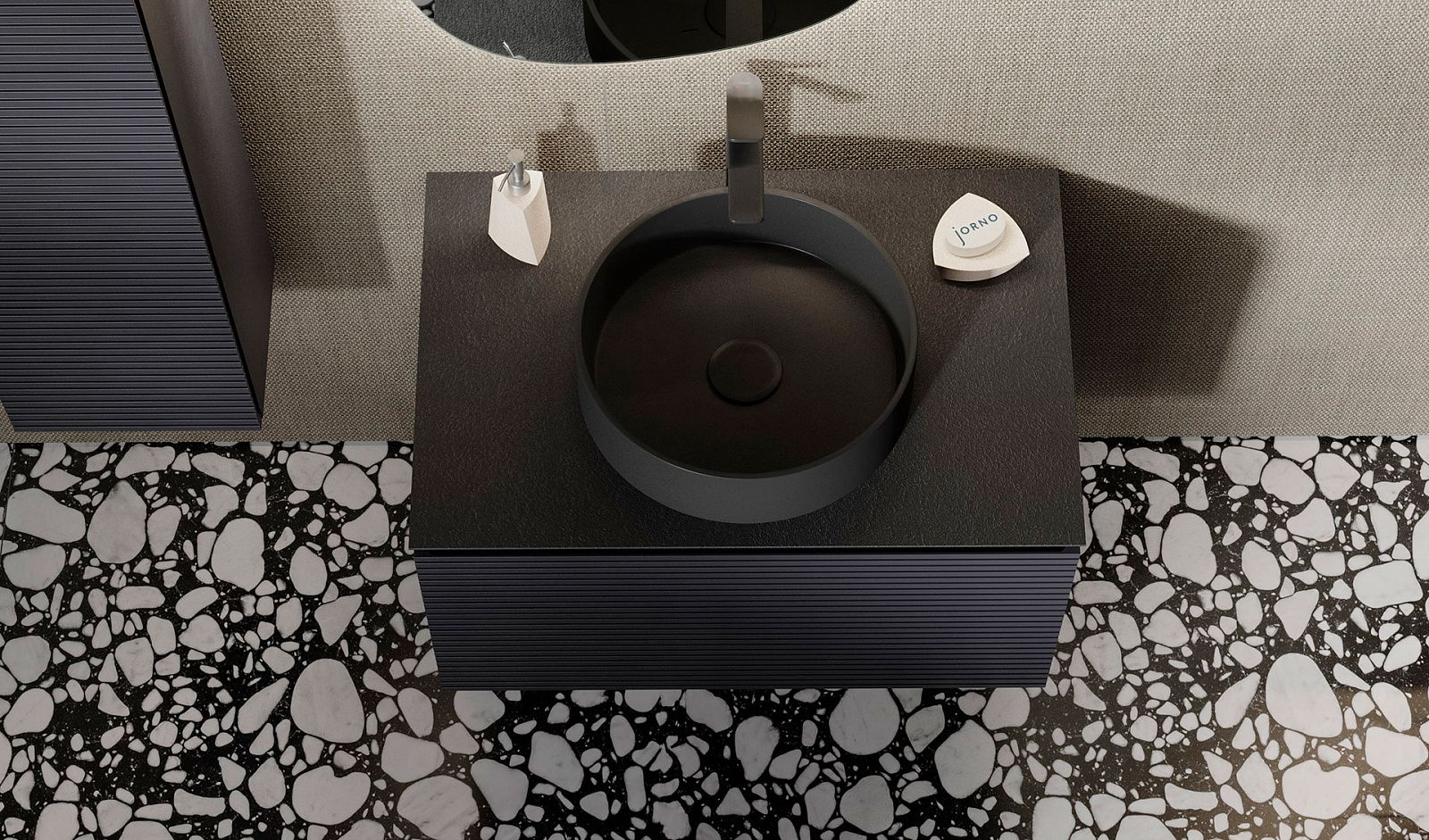 Приобрести jorno тумба подвесная stone 80 см со столешницей, антрацит