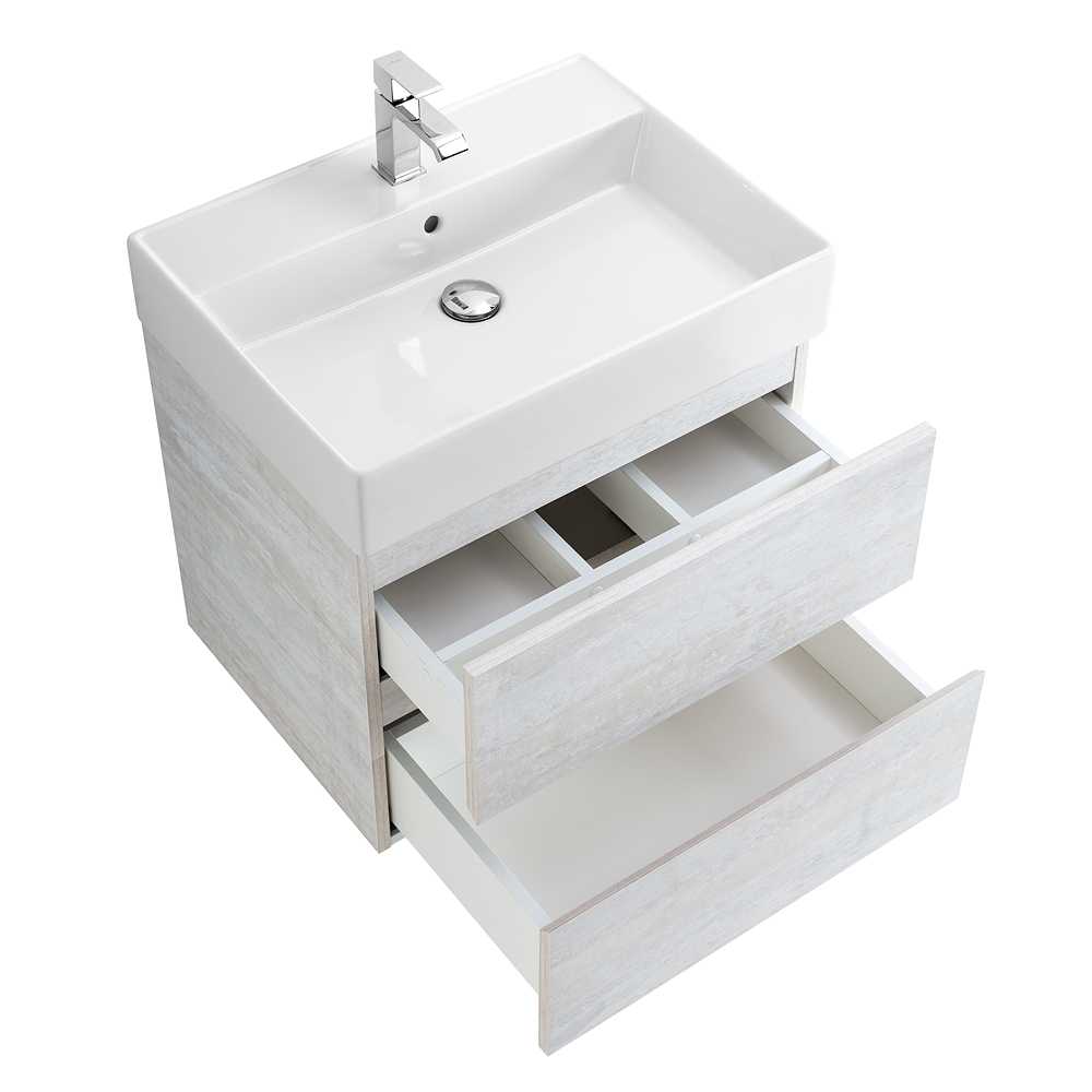 Приобрести cezares тумба подвесная с раковиной molveno 46 60 см legno bianco, белый глянец molveno 46-60-2c-so-lb