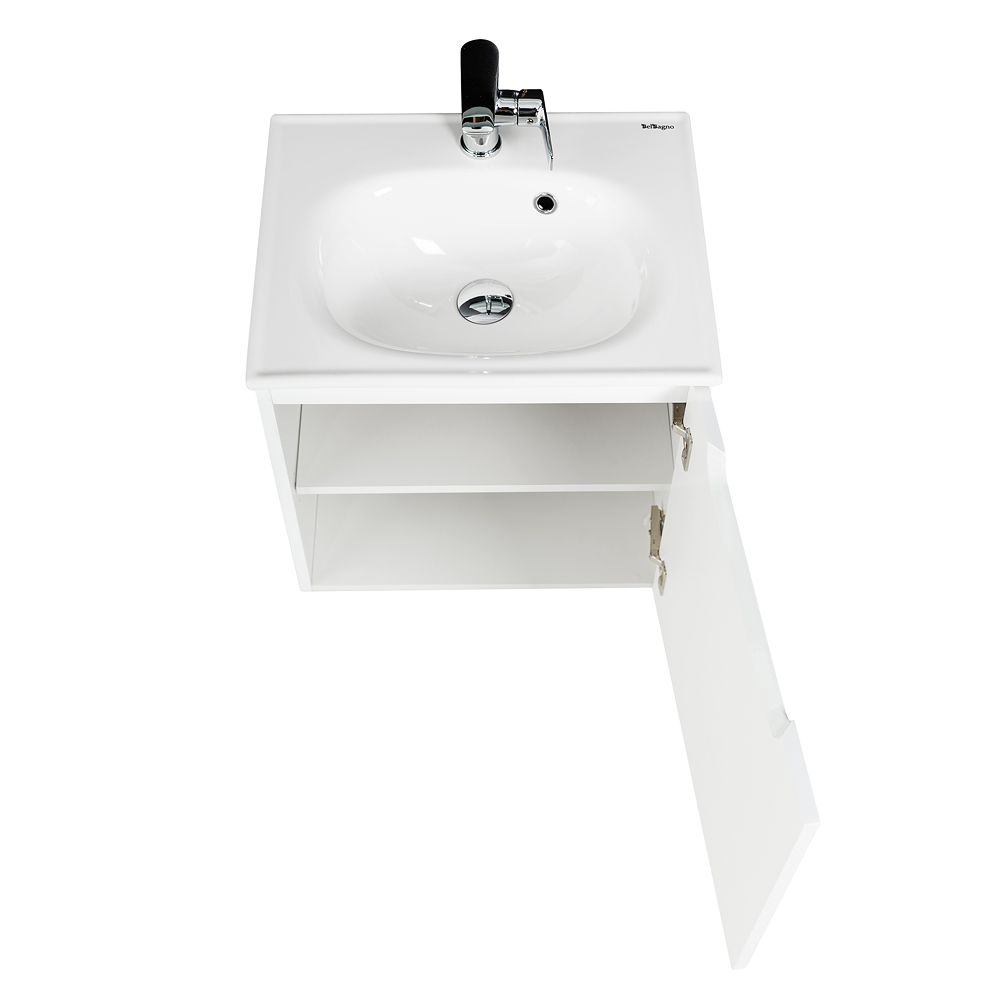 Приобрести belbagno тумба с раковиной etna 50 см, подвесная с дверцей, правая bianco lucido, белая раковина
