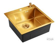 Emar Кухонная мойка 50х50 см, золото EMB-117A PVD EMB-128A PVD Nano Golden