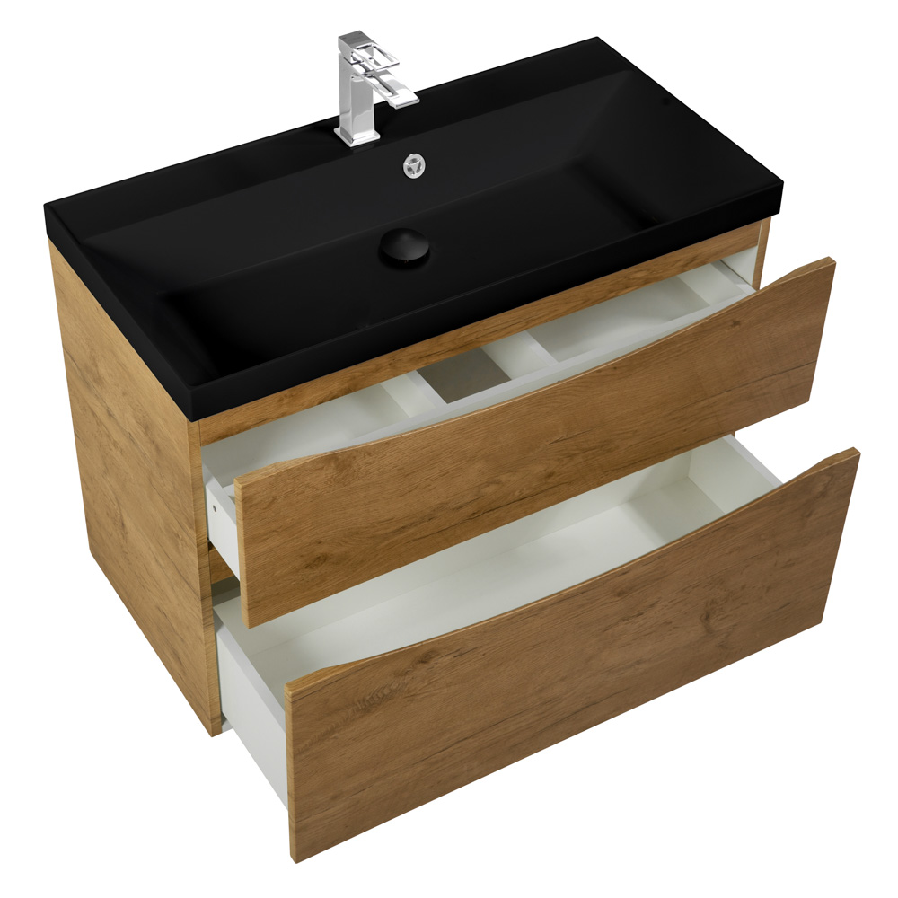 Приобрести belbagno тумба с раковиной marino-h60 80 см, подвесная rovere nature, черная раковина