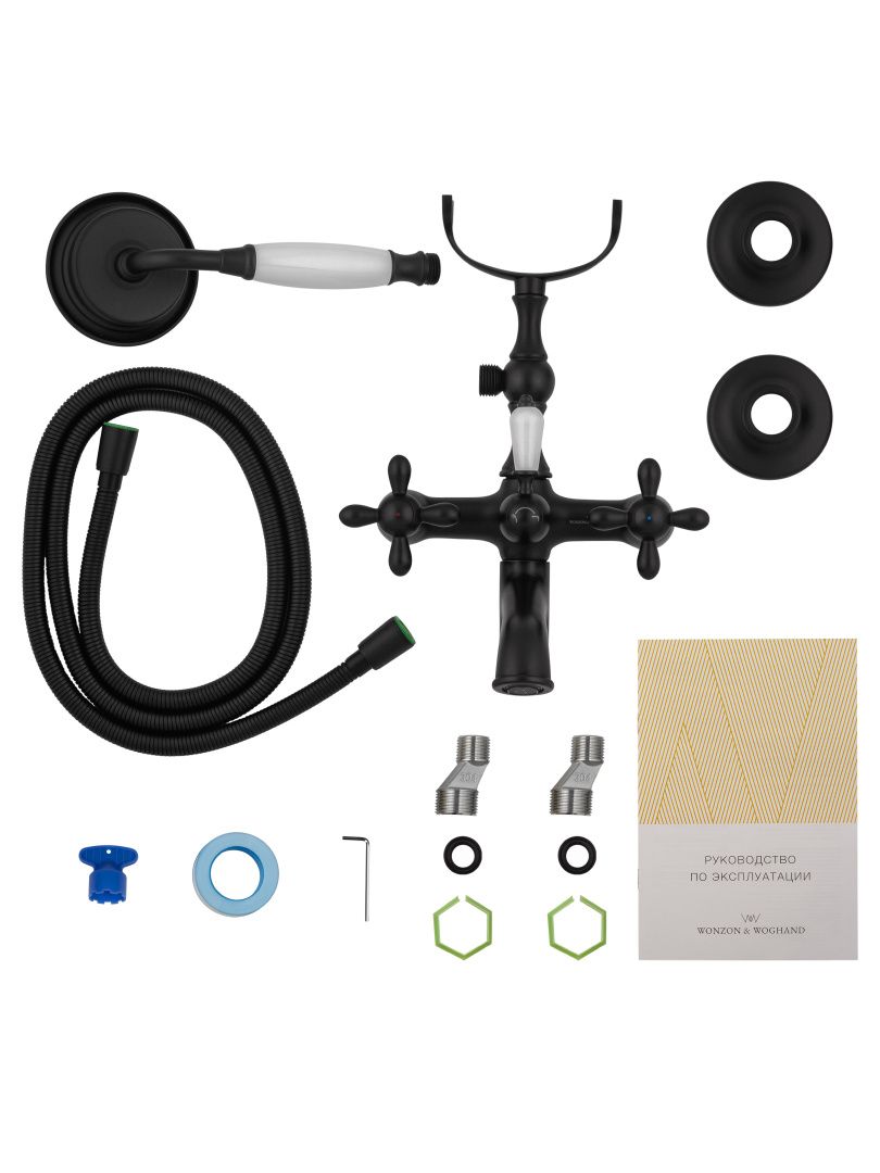 Приобрести смеситель для ванны с душем wonzon & woghand retro, черный матовый (ww-88639020-mb)