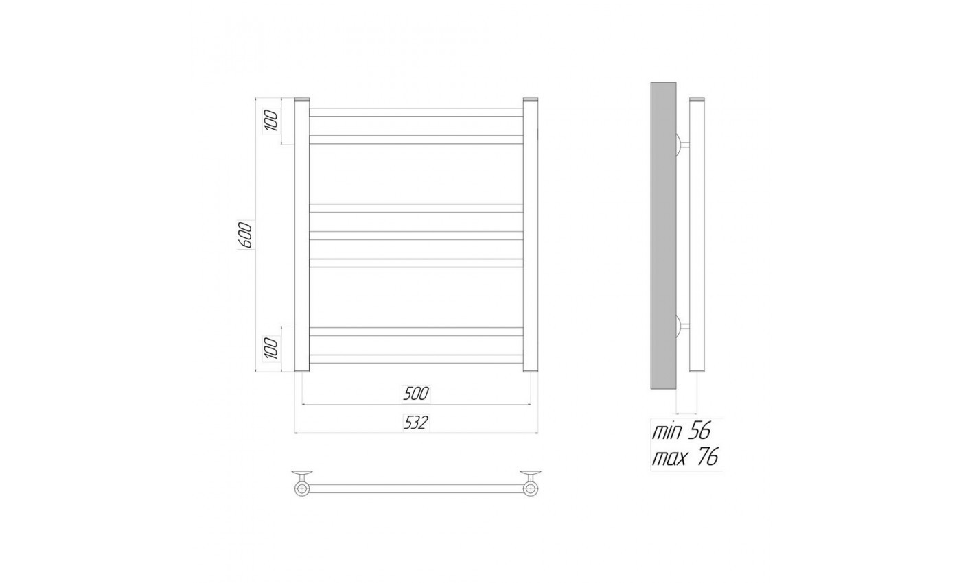 Приобрести lemark полотенцесушитель ursus п7 500x600 мм водяной, хром lm72607
