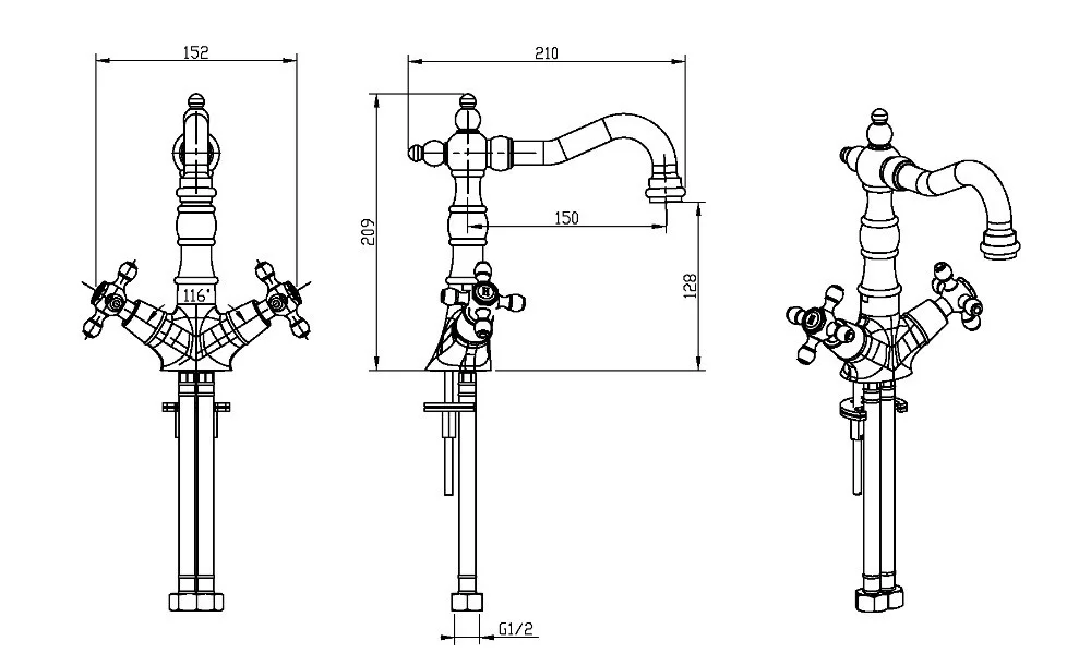 Приобрести boheme сместель для раковины tradizionale, высокий, хром\кристаллы 272-sw