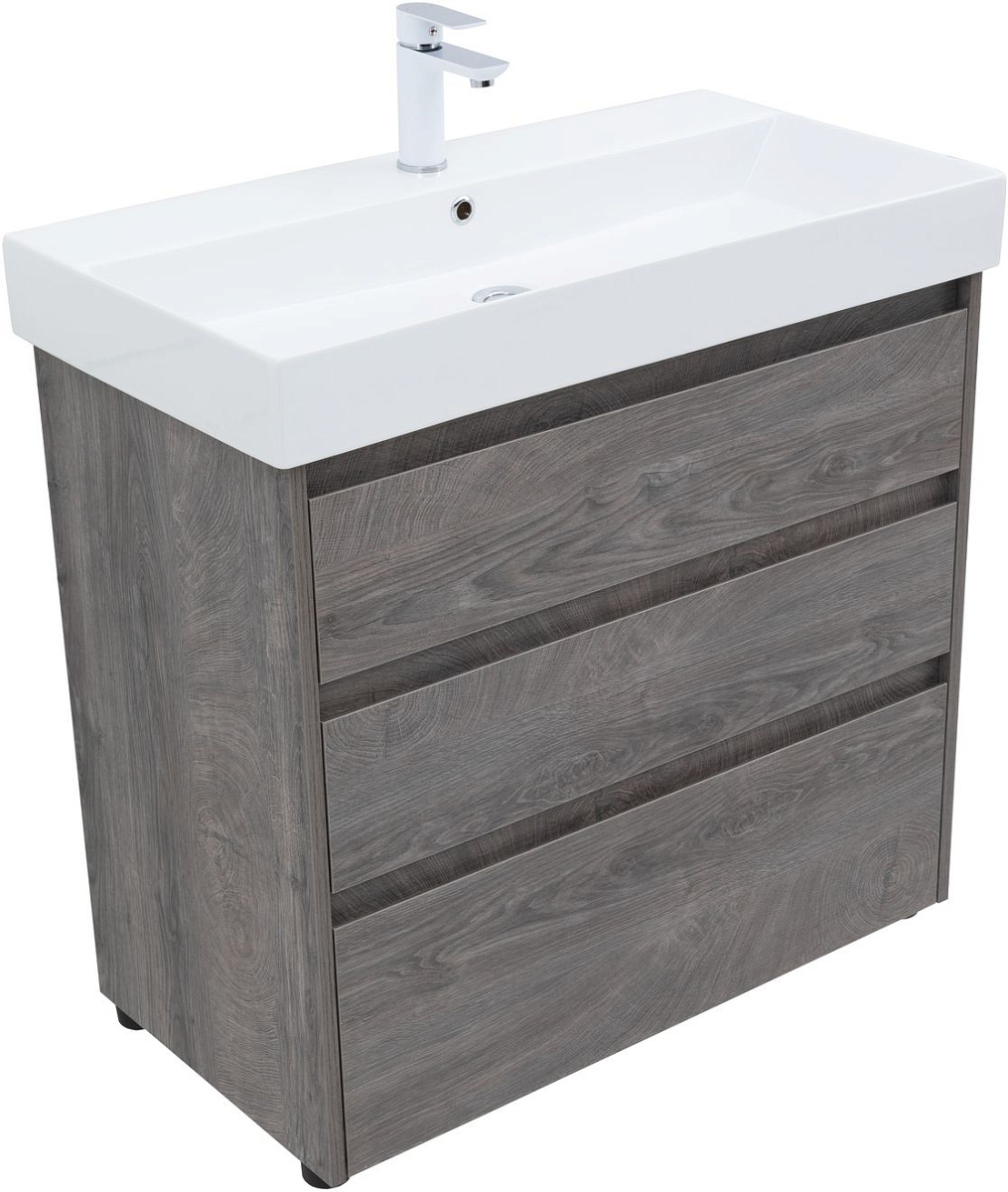 Приобрести aquanet тумба с раковиной nova lite 85 см, дуб рошелье (3 ящика)